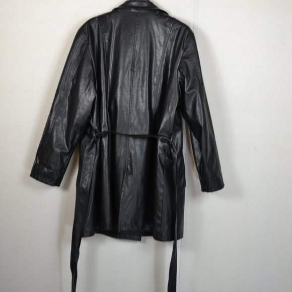 Black  vegan  Leather Coat Shacket  Grunge western - Picture 4 of 11